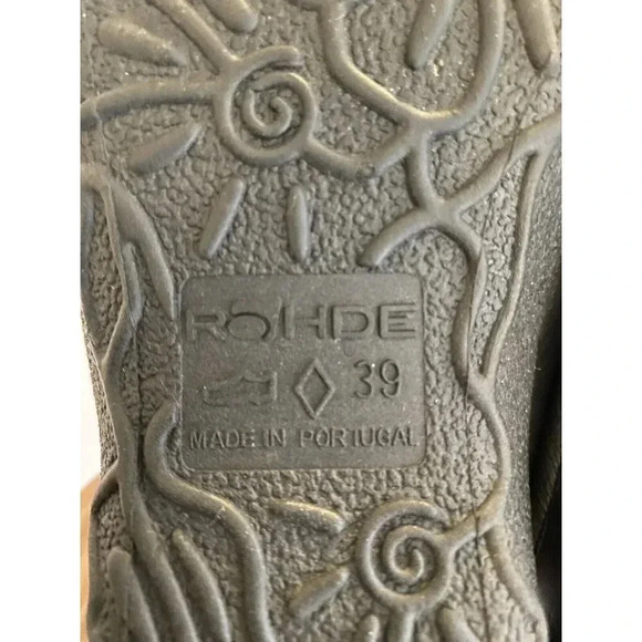 Rohde Women’s Black Leather Mules Clogs Shoes Sz EU39 US8.5 Slip On lined - Picture 10 of 12